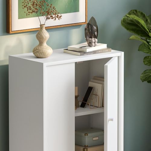 Image of Wakefit Engineered Wood Cabinet | 1 Year Warranty | Storage Cabinet for Home Kitchen Living Room | 1 Closed Compartment | Almeida - Frosty White
