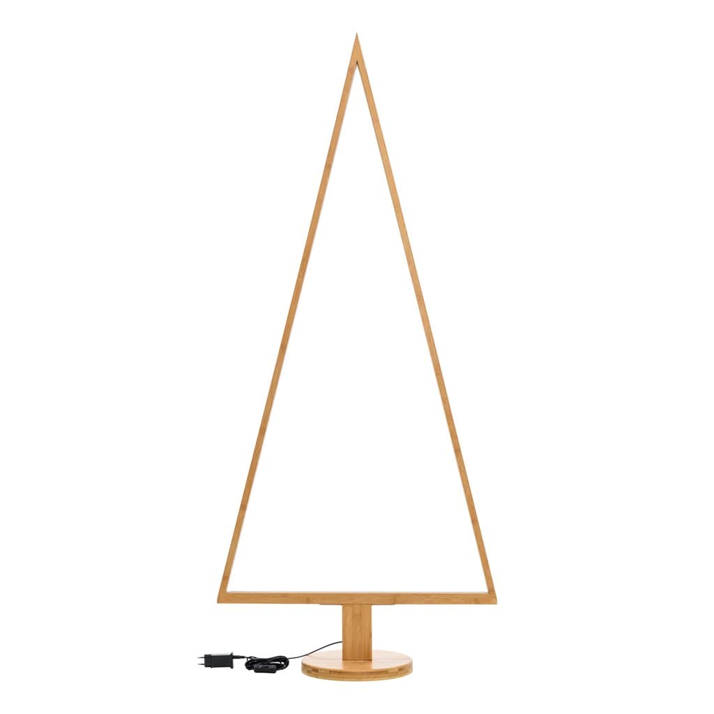 Magie di Natale Albero triangolare luminoso con led bianco caldo e base in legno (Grande)