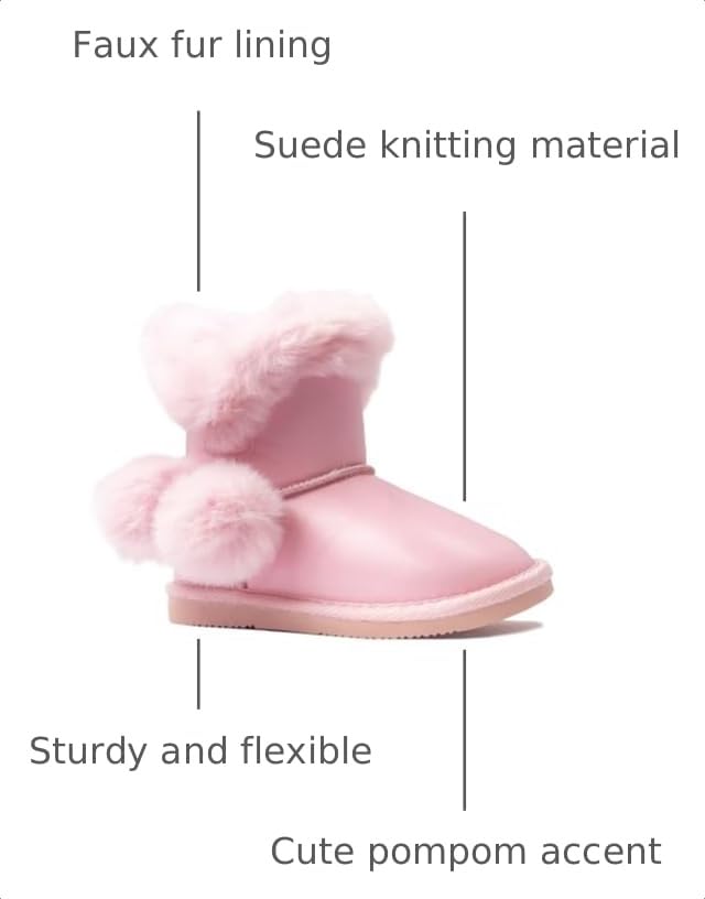 Image of REDVOLUTION Kids Boots Toddler Girls Cute Butterfly Bow | PomPom PU leather Boot (Toddler /Small Kid)