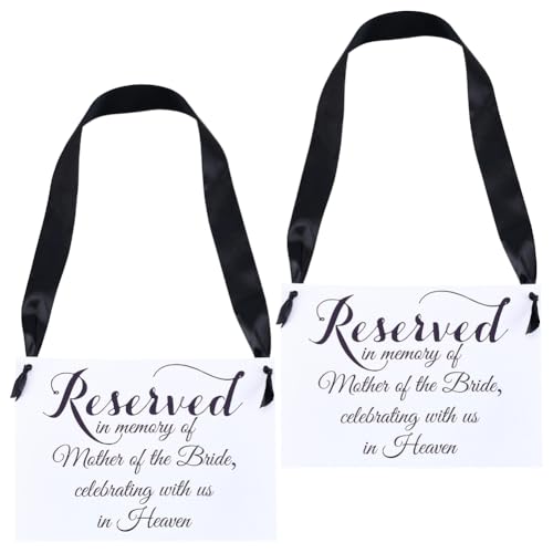 CREATCABIN 2 Piezas Cartel conmemorativo de Boda en Memoria de los Padres Celebrando Desde el Cielo Ceremonia Cartel para Asientos Madre de la Novia Asientos reservados Carteles Asientos 29.7 x 21cm