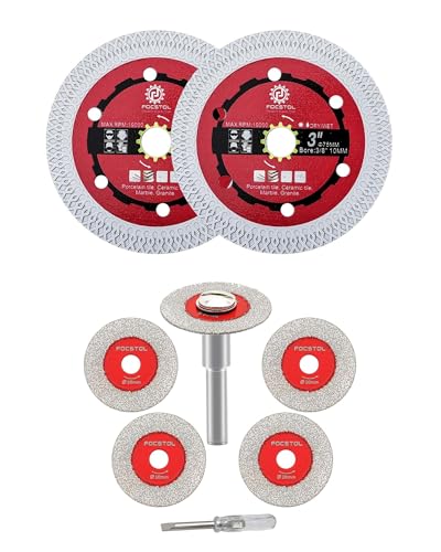 Disque diamant pour verre 30mm FOCSTOL et lame scie diamant carrelage 75mm x 10mm pour meuleuse d angle