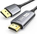 SWITCHFLUX DisplayPort 1.4 to HDMI 2.1 Cable (8K@60Hz,4K@120Hz,2K@144Hz) 6ft Uni-Directional DP (Source) to HDMI (Display) Braided Cord Supports HDCP 2.3 HDR10 Display Port for AMD,NVIDIA,and PC