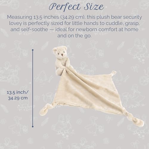 Image of MON AMI Huggie The Bear Plush Lovey for Babies | 13.5-Inch Soft Knotted Security Blanket | Plush Snuggle Toy with Teddy Bear Head | Perfect Newborn Essential for Birthdays & Baby Showers