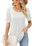 Weicher Stoff: 60 % Polyester, 35 % Viskose, 5 % Spandex, gesmoktes Damen-Top ist aus atmungsaktivem Material, super weich, dehnbar, leicht, bequem und hautfreundlich, bietet Ihnen ein angenehmes Tragegefühl.