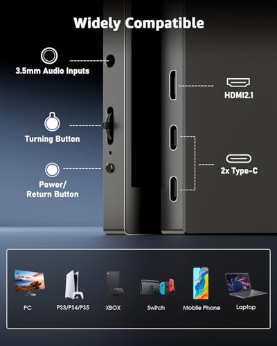 Yodoit Tragbarer Monitor 17,3" 2,5K QHD 180 Hz IPS-Display (2560 x 1440 Pixel, 16:9) mit USB-C-Anschluss, integrierten Lautsprechern und Smart Cover. Kompatibel mit PC, Laptop, MacBook und Xbox 4