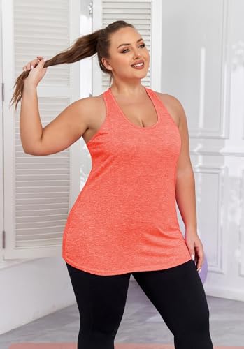 Image of ForHailey Women's Plus Size Cross Back Workout Tank Tops Athletic Shirts