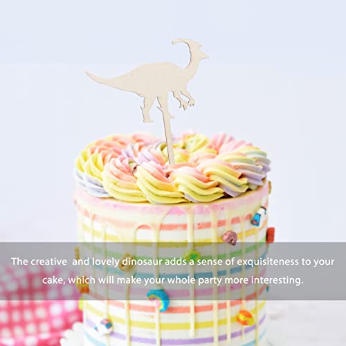 Abaodam 5 Pçs Toppers de Cupcake de Dinossauro de Madeira Animais Dos Desenhos Animados Cupcake Pica