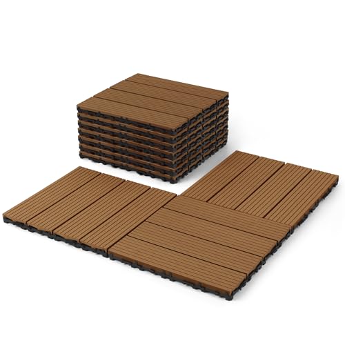 FHWTY Composite Interlocking Deck Tiles 9 Pack