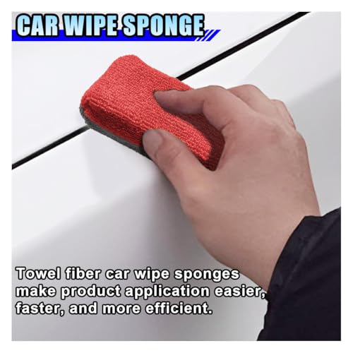 Image of 12PCS Ceramic Coating Applicator Sponge, 4.13'' x 1.84'' Microfiber Car Detailing Applicator Pads, Rectangular Car Foam Cleaning Pad, Auto Polishing Pad for Wax, Paint, Sealant (Red)