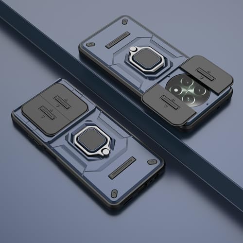 Image of Thermoplastic Polyurethane Camshield Pro Case With Slide Camera Protection And Ring Stand Bumper Back Case Cover For Realme Narzo 70X 5G /N65 /12 5G /12X /C65 (Blue)