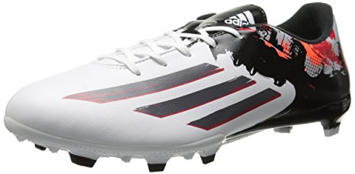 adidas Performance Men's Messi 10.3 Firm-Ground Soccer Cleat, White/Sharp Grey/Light Scarlet, 10.5 M