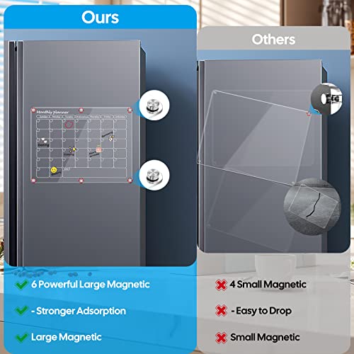 Acrylic Magnetic Calendar For Fridge, Bestmal 16"X12" Monthly Clear Dry Erase Calendar Board For Fridge Reusable Planner Board Calendar Whiteboard Memo Planning Boards For Refrigerator With 6 Markers #TOP3