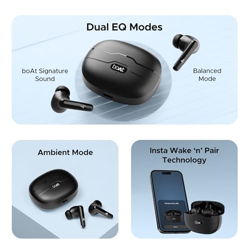 Image of Boat Airdopes Unity ANC TWS in Ear Earbuds with Up to 50 Hours Total Playback, ANC Upto 32 dB, Dual Mics with ENx Tech, IPX5 Rating, IWP Tech and ASAP Charge(Black)