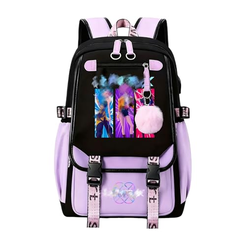 yumcute Kpop Backpack for School Vacation Large K Pop Bag with External USB and Audio Cable Ports Multiple Pockets for Convenient Storage of Stationery for Girls Boys Fans
