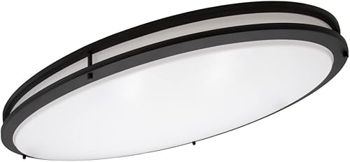 Miniatura 6 de Maxxima Lámpara LED ovalada de 32 pulgadas, color negro, 5500 lúmenes, 3 CCT seleccionables a color, 3000 K4000 K5000 K, luz interior regulable de