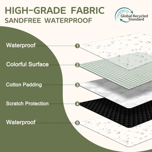 Image of Genovega Waterproof Picnic Blanket Beach Outdoor Camping Mat Rug Extra Large Foldable Cute Big Travel Essential Accessories Gift Park Patio Lawn Garden Grass Play Music Festival Concert Must Have