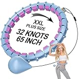 Plus Size Silent Weighted Hula Infinity Fitness Detachable Hoops 65-Inch 32 Knot, Smart Noiseless Infinity Hula for Women, 2-in-1 Waist and Abdominal Home Workout Equipment