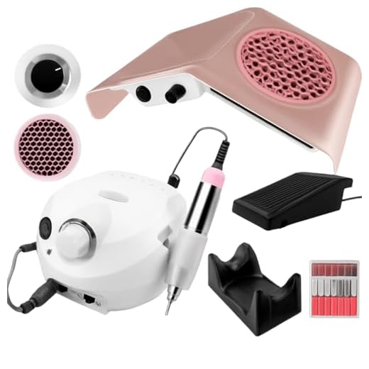 Kit Lixadeira Motor Porquinho com Pedal e Sugador Aspirador de Pó para Unhas Acrigel, Gel e Fibra (Branco)