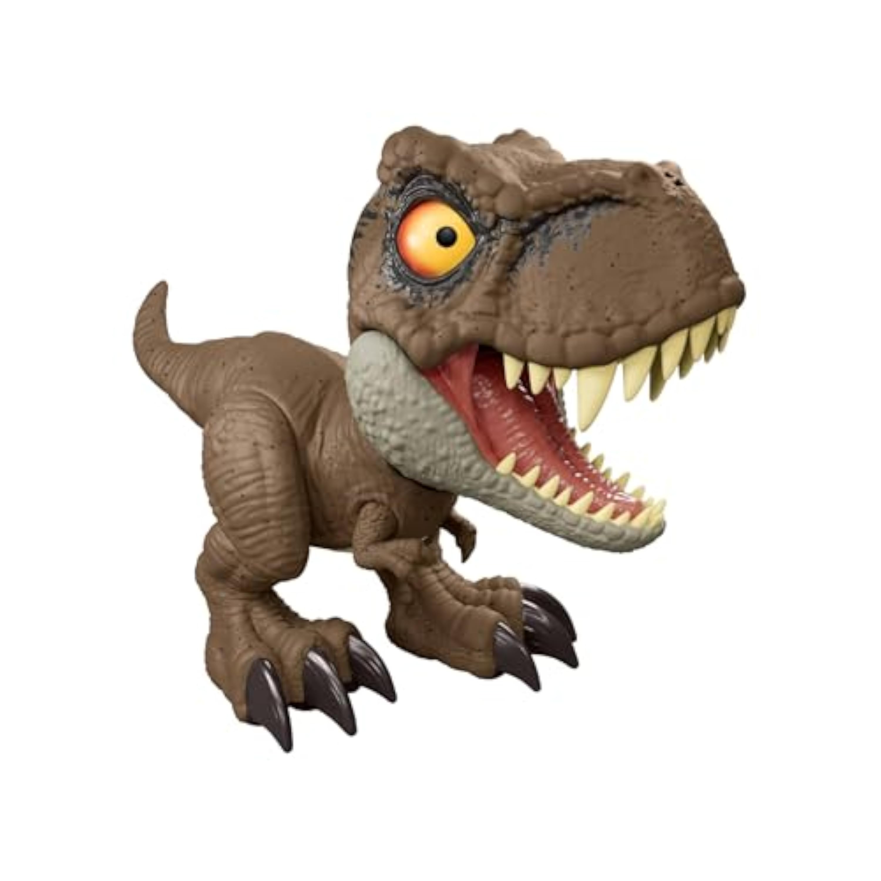 Mattel Jurassic World Roar Command Tiranosaurio rex Figura de dinosaurio de juguete, graba frases y haz que el tiranosaurio rex hable, ataque y rugido activados con la cola, JCW01