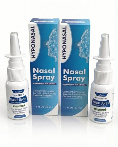 HypoNasal All-Natural Nasal Spray to Rinse Away Irritants and Pollutants That Cause Allergies, Congestion, Snoring, or Inflammation | Pure HOCl + Saline | Use Everyday for Open Airways | 2 Pack