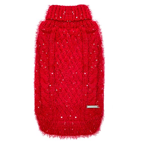 Cyeollo Dog Sweater Pullover Knitted Classic Turtleneck Sweaters With Sparkly Sequin Keep Warm Small Dog Clothes Dog Sweaters For Small Dogs Girl #TOP11