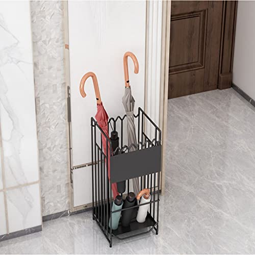 Support à parapluies double couche en métal noir de 29x28x61 cm