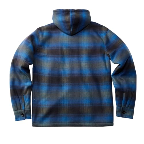Image of TanBridge Men's Cotton Plaid Shirts Jacket Full Zip Fleece Flannel Sherpa Lined Hoodies Heavyweight Hoodies Jacket for Men