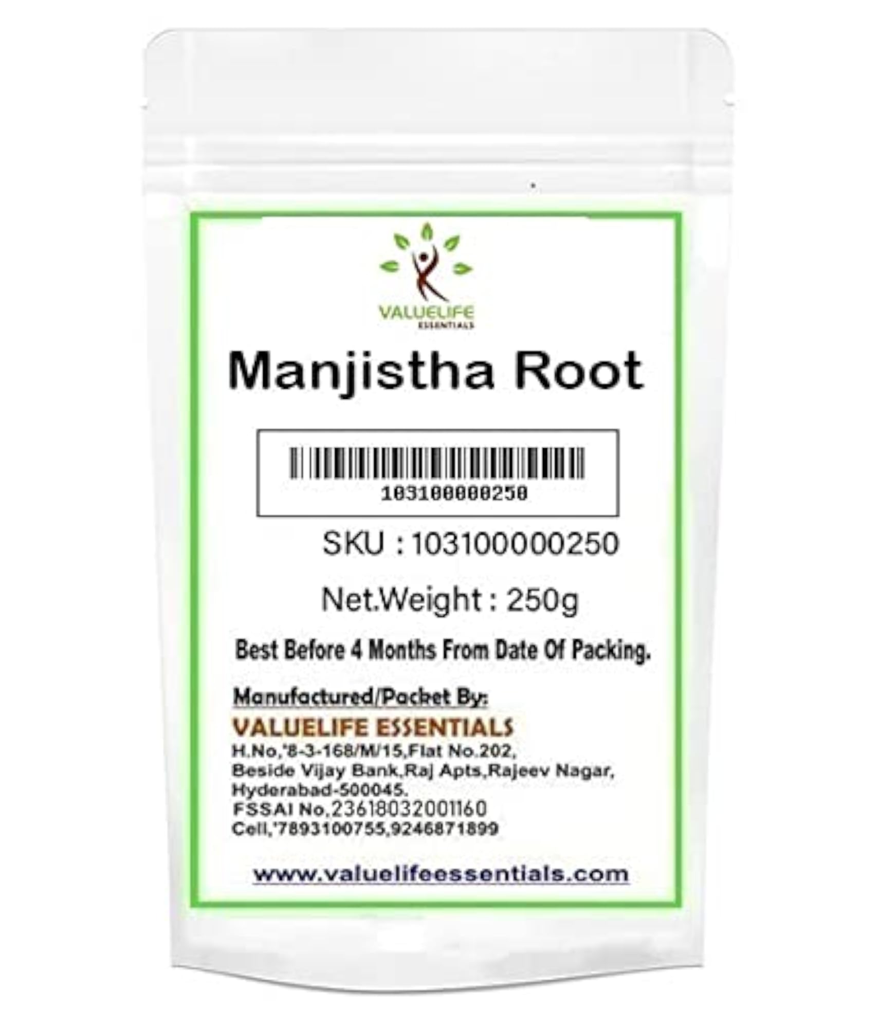 Valuelife Manjishta Root (Rubia Cordifolia), 250g
