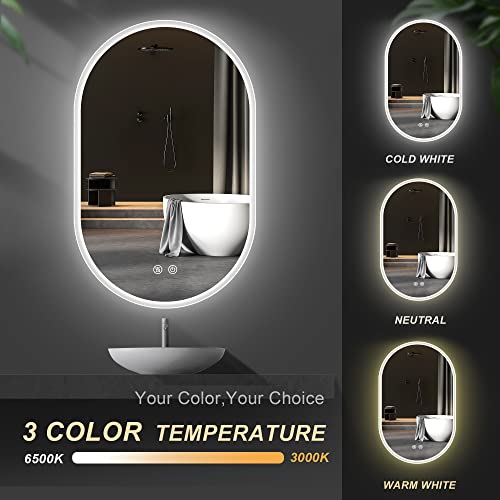Getpro 36 X 24 Inch Led Bathroom Mirror For Wall Mounted Oval Lighted Vanity Mirror With Lights Backlit Frameless Wall Mirror With Lights Anti-Fog 3000K/4500K/6500K Adjustable Dimmable Lighting #TOP2