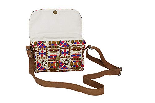 storeindya Handcrafted Bag Cotton Satin Cross Body Pouch Women Kutch Embroidery Designer Sling Purse Christmas Housewarming Gift