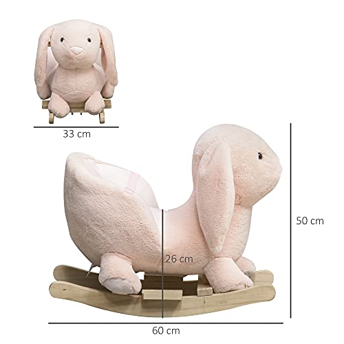 HOMCOM Schaukeltier Schaukelpferd Kinder Schaukel Rosa 60 x 33 x 50 cm – Bild 5