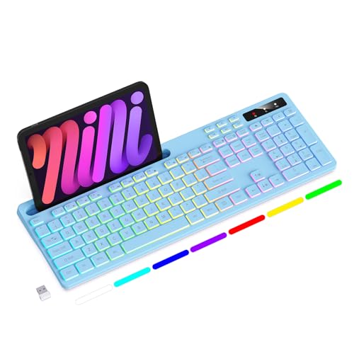 Soueto Wireless Keyboard with 7-Color RGB Backlit, Full-Size...