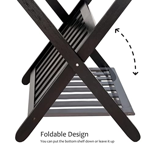 Porte-valise pliable en bambou déjà assemblé avec range-chaussures