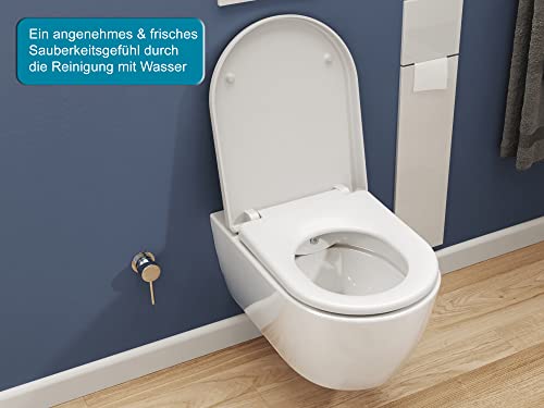 SSWW | Dusch-WC inkl. Softclose Toilettensitz, spülrandlose Taharet Toilette, Toilette mit Bidet-Funktion | 54,5 cm lang - 3