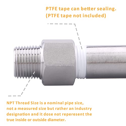 Image of Forged Reducer Adapter Fitting - Stainless Steel 304 Reducing Pipe Connector, 3 /8 inch NPT Female x 1 /8 inch NPT Male (pack of 2)