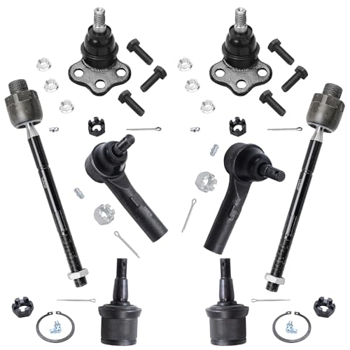 Detroit Axle - 4WD Front 8pc Ball Joints Tie Rods for 00-04 Dodge Dakota, 00-03 Durango, 4 Upper & Lower Ball Joints, 4 Inner & Outer Tie Rods Replacement 2000 2001 2002 2003