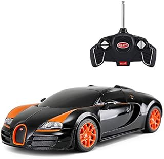 لعبة نموذج سيارة بوجاتي فيرون بجهاز تحكم عن بعد بمقياس 1:18 مع جهاز مطور بتردد 2.4 جيجا هرتز سباقات متعددة مصابيح LED عجلات مطاطية سيارات تعمل اسود وبرتقالي