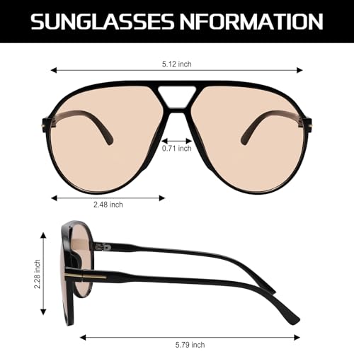 Image of GUVIVI Retro Aviator Sunglasses for Women Men Oversized Classic 70s Vintage Trendy Tangle Free Square Aviators Sun Glasses