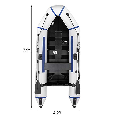 SHCHY 7.5ft PVC 180kg Water Adult Assault Boat, Foldable Dinghy Float for Boating Fishing Hunting or Playing on Lakes Rivers and White Water Rapids