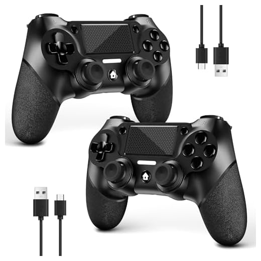 AceGamer 2 Pack Manette sans fil pour PS4，Contrôleur de jeu pour PS4/Pro/Slim/PC，Gamepad Joystick avec turbo/bouton retour/double vibration/6-axes Gyro Sensor/Panneau tactile (2 paquets noirs)
