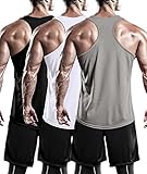 Holure 3er Pack Tank Top Herren, Achselshirts Sport Ärmelloses Shirt Unterhemd Fitness Sleeveless T-Shirt für Training Fitness Bodybuilding Vest Schwarz/Grau/Weiß M