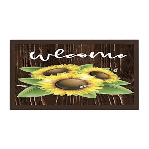 Décoration murale tournesol en bois vintage NA pour salon 30x56 cm