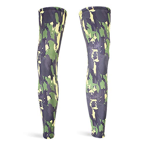 DETUCK Leg Warmers - Calentadores de pierna para ciclismo, protección UV UPF50+, seda helada, enfriamiento, calentadores de piernas para hombre y mujer (un par), Camuflaje Verde Amarillo, L Cover