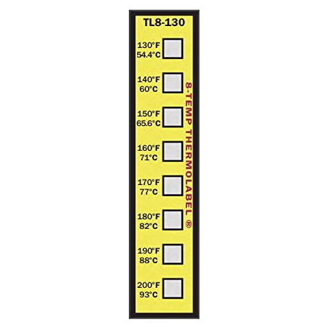 8-Temp Thermolabel 130-200°F Temperature Label Pack of 16 Labels Cover