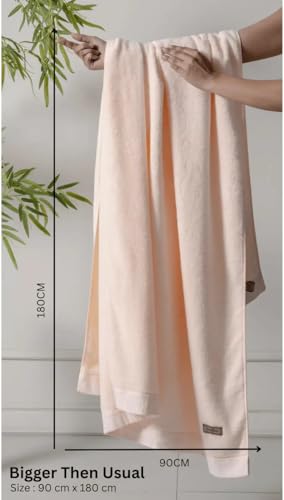 Image of Spread Spain Bamboo Towels for Bath, Towels for Bath Large Size, Bamboo Bath Towel High Absorbent & Soft, 360 GSM, 1 Piece Bath Towel for Men /Women, 70 cms x 150 cms - Peach