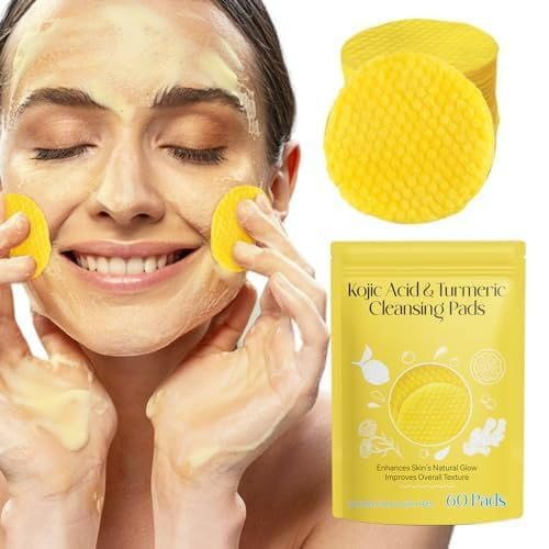 Aspeona (60Pcs) New Kojic Acid and Turmeric Cleansing Pads - Face Turmeric & Kojic Acid Pads for Dark Spots, Turmeric Kojic Acid Pads Infused Foaming Exfoliating Pads for Men and Women.-image-18