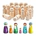 50 Pièces peg doll bois Poupée Naturel Bricolage ​Marionnette Inachevé en Bois Peg Poupée Corps Bois Peg Figures pour Enfants créer à la Main des poupées angéliques