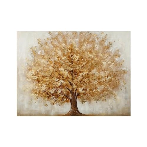 Toile arbre doré abstrait texture feuille d'or avec cadre interne - 2