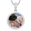 0485 Silver pink diamond pendant & rope chain