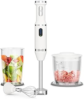 Cordless Hand Blender Electric, Immersion Multi-Functional Hand Blender Rechargeable with Stainless Steel Blades